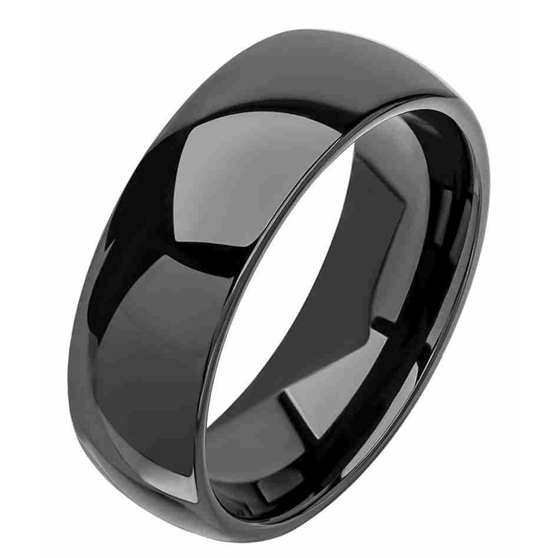 Bague émaille noir en tungstène