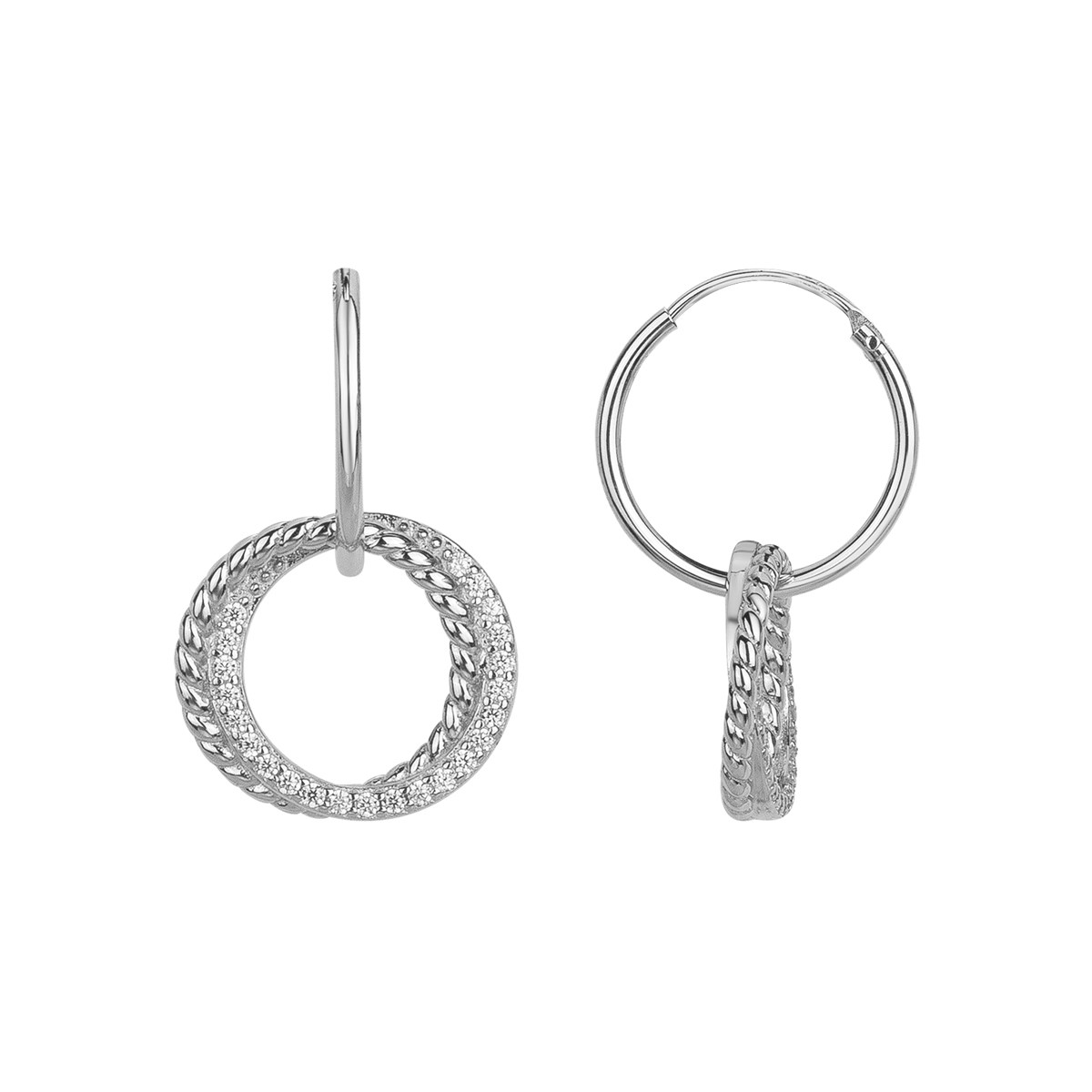 Créoles en Argent avec oxyde de zirconium blanc