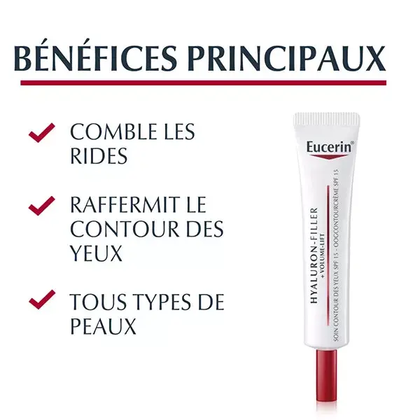 Eucerin Hyaluron Filler+ Volume Lift Contour des Yeux Anti-Âge SPF15 15ml