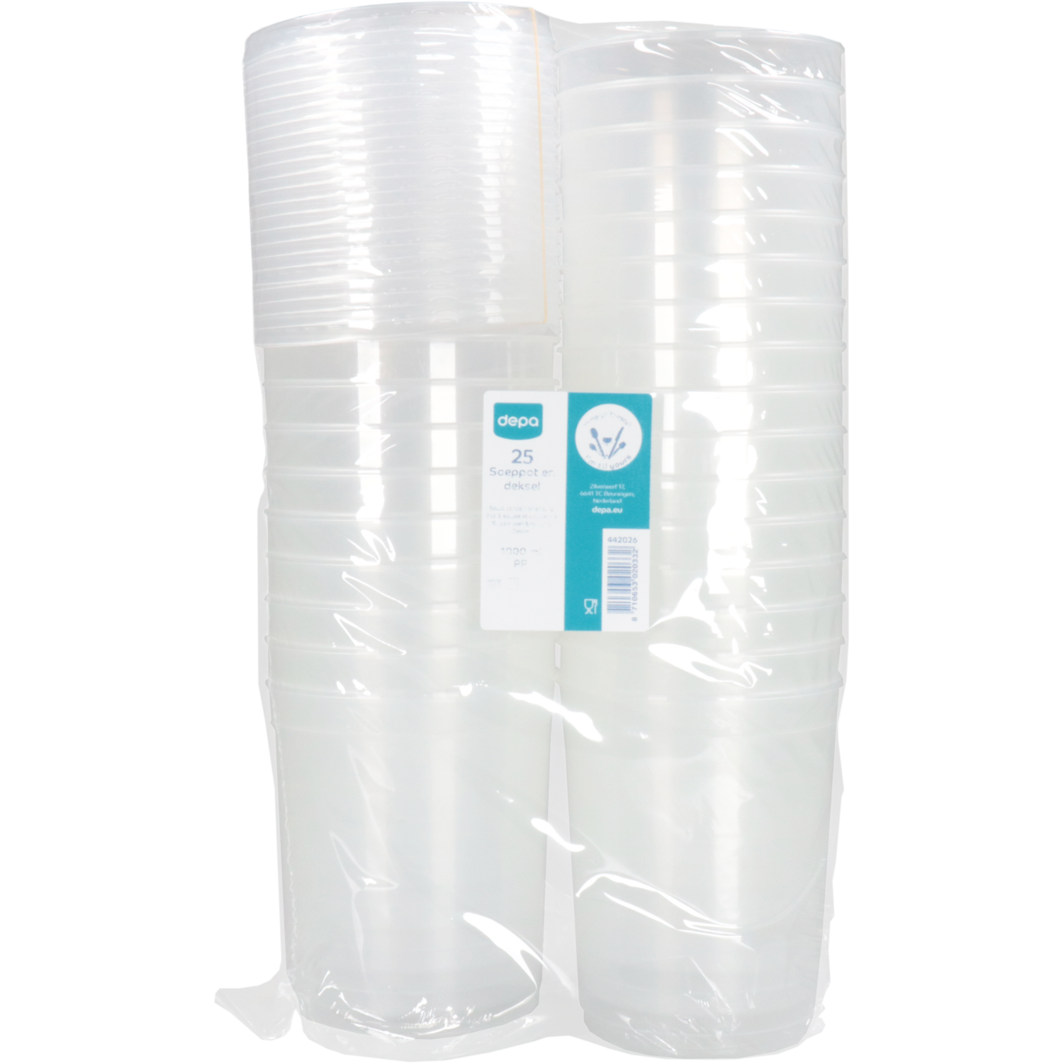 Pot, soeppot, pP, 1000ml, met deksel, Ø115mm, 137mm, transparant
