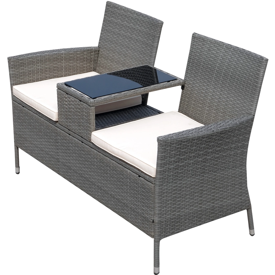 Outsunny Polyrattan Gartenbank grau