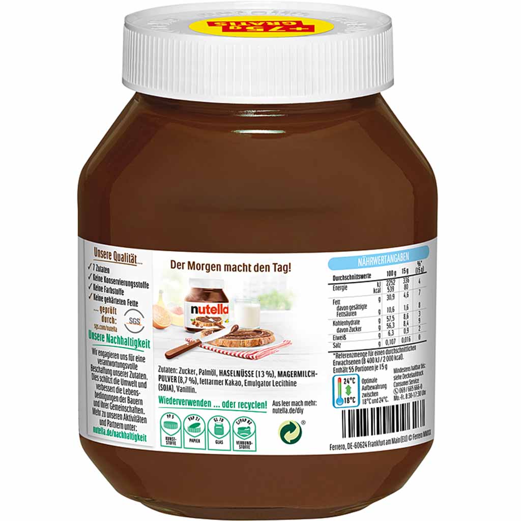 Nutella Brotaufstrich im Glas 825g MHD:31.10.25