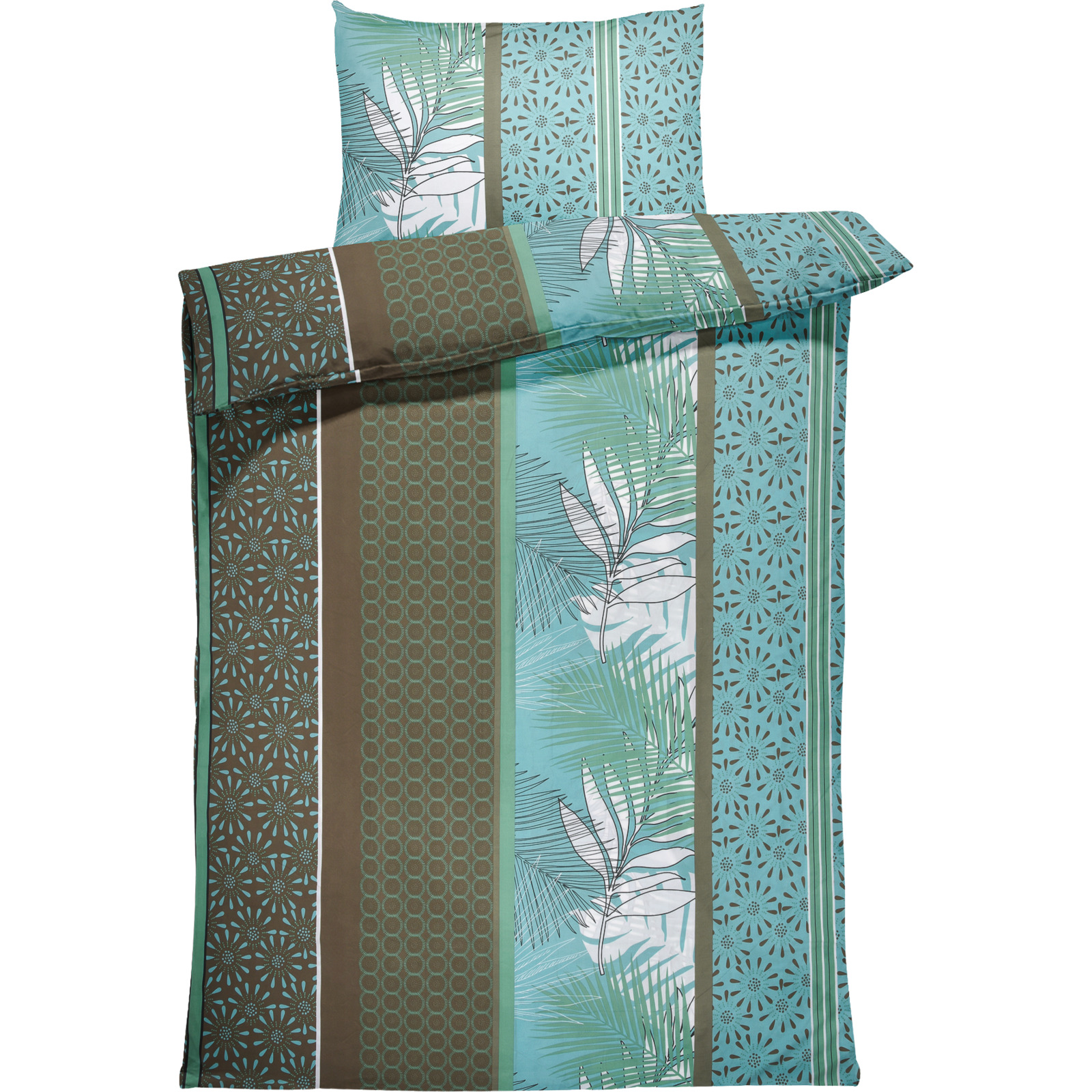 Bettwäsche Microfaser floral türkisblau 160x210 65x100 Bettanzug Nord
