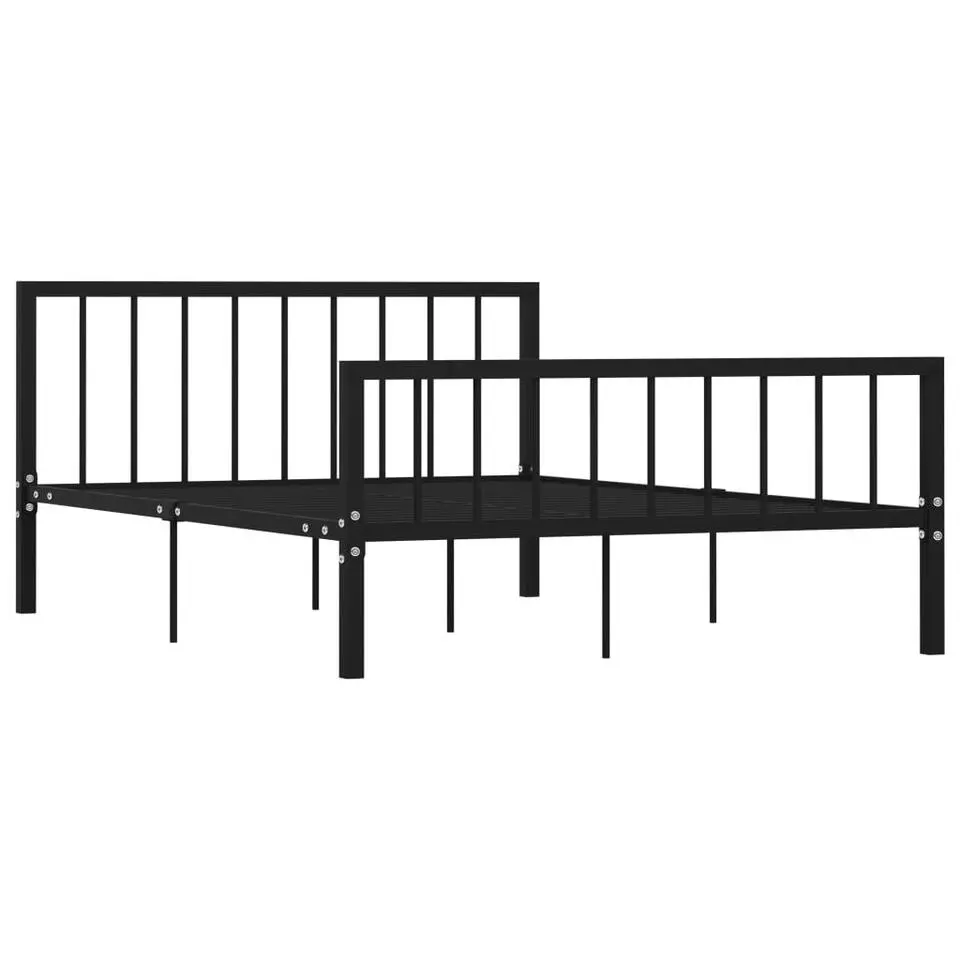 vidaXL - Bed frame met hoofd- en voeteneinde - Zwart - Metaal - 140x200 cm