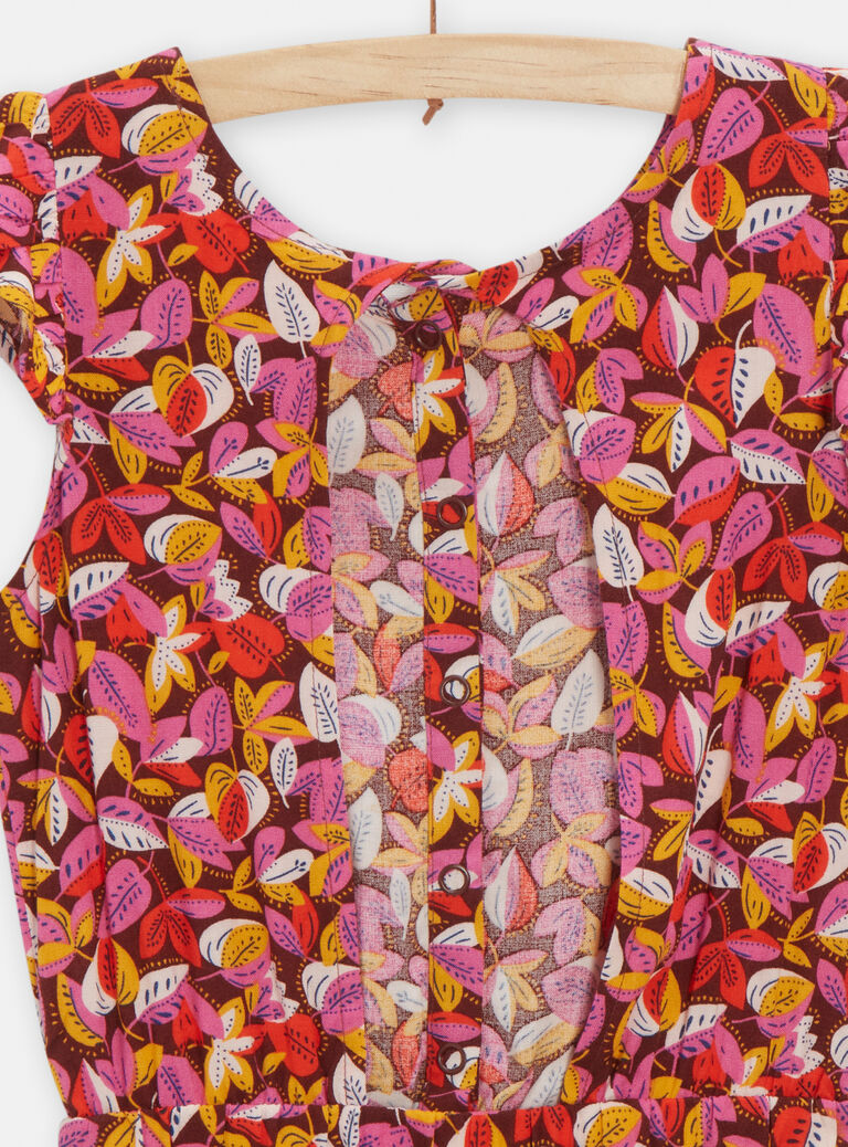 Combi-short ouvert au dos imprimé feuilles pour fille