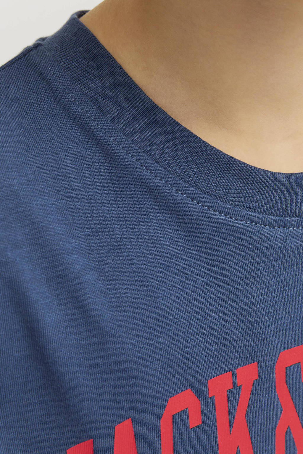 JACK & JONES T-shirt JJEJOSHmet tekst blauw