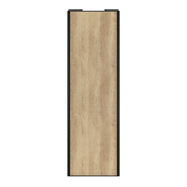 Porte de placard coulissante effet chêne brut profil noir GoodHome Arius H. 248,5 x L. 77.2 cm + amortisseurs