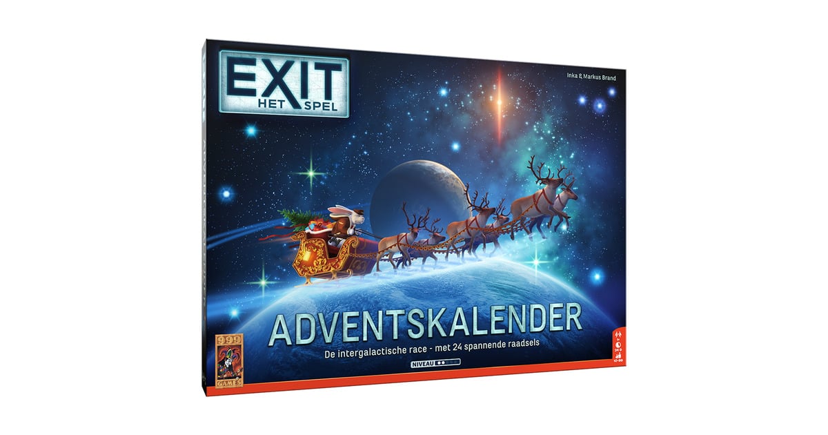 999 GamesEXIT Adventskalender: De intergalactische race Bordspel  (Nederlands, 1 speler, 24 dagen, Vanaf 10 jaar)