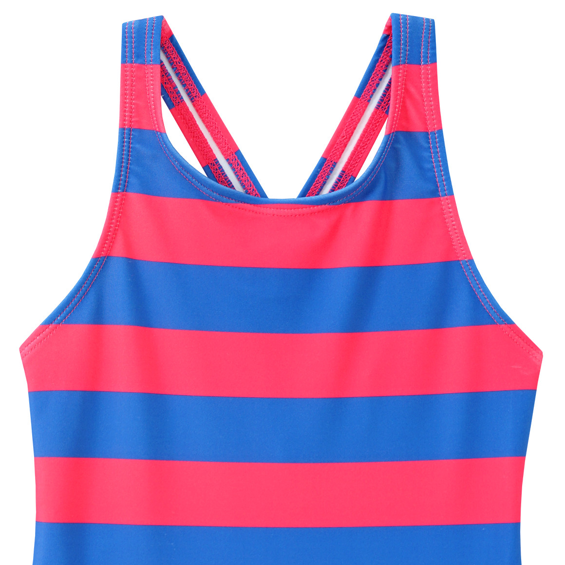 Famy Mädchen Badeanzug mit Streifen rot / blau