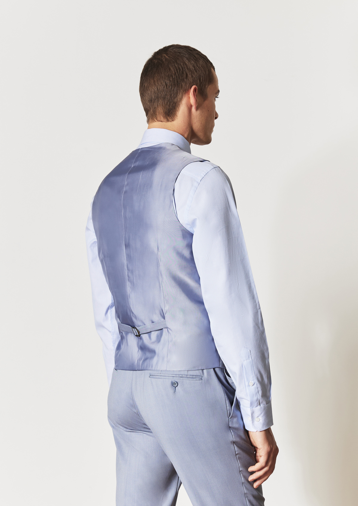 Gilet de costume en laine unie bleu pâle