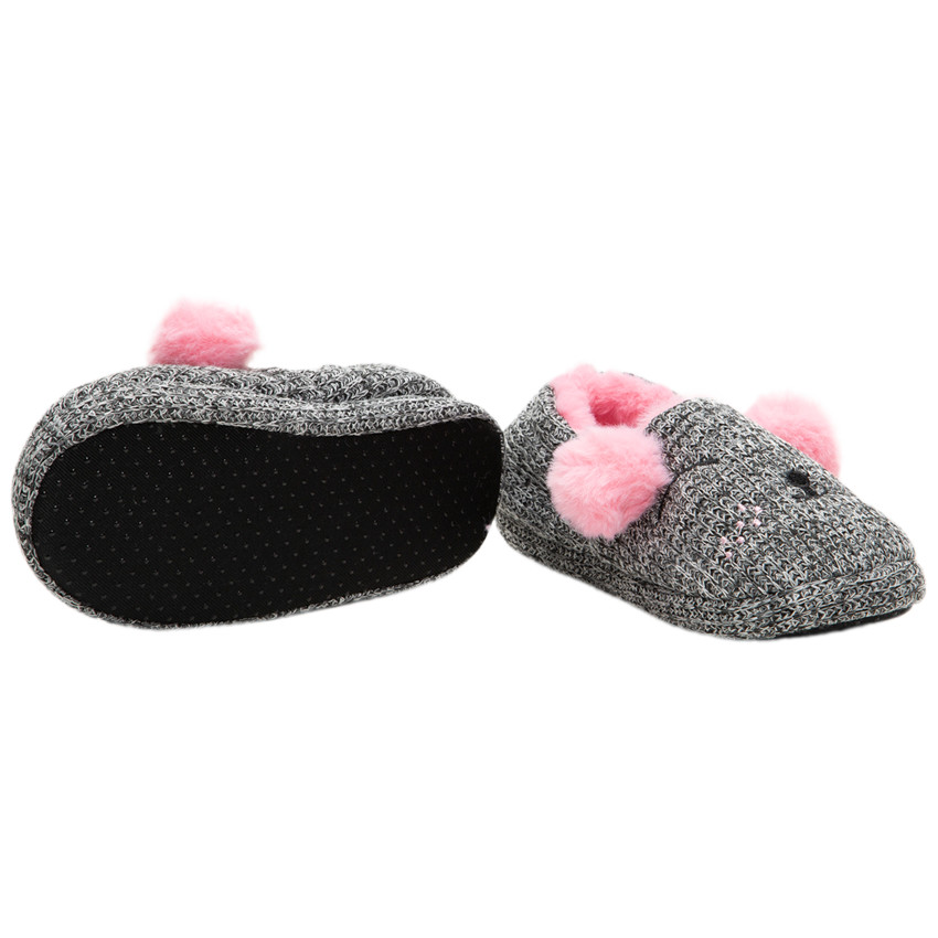 Chaussons souris en tricot chiné doublés sherpa