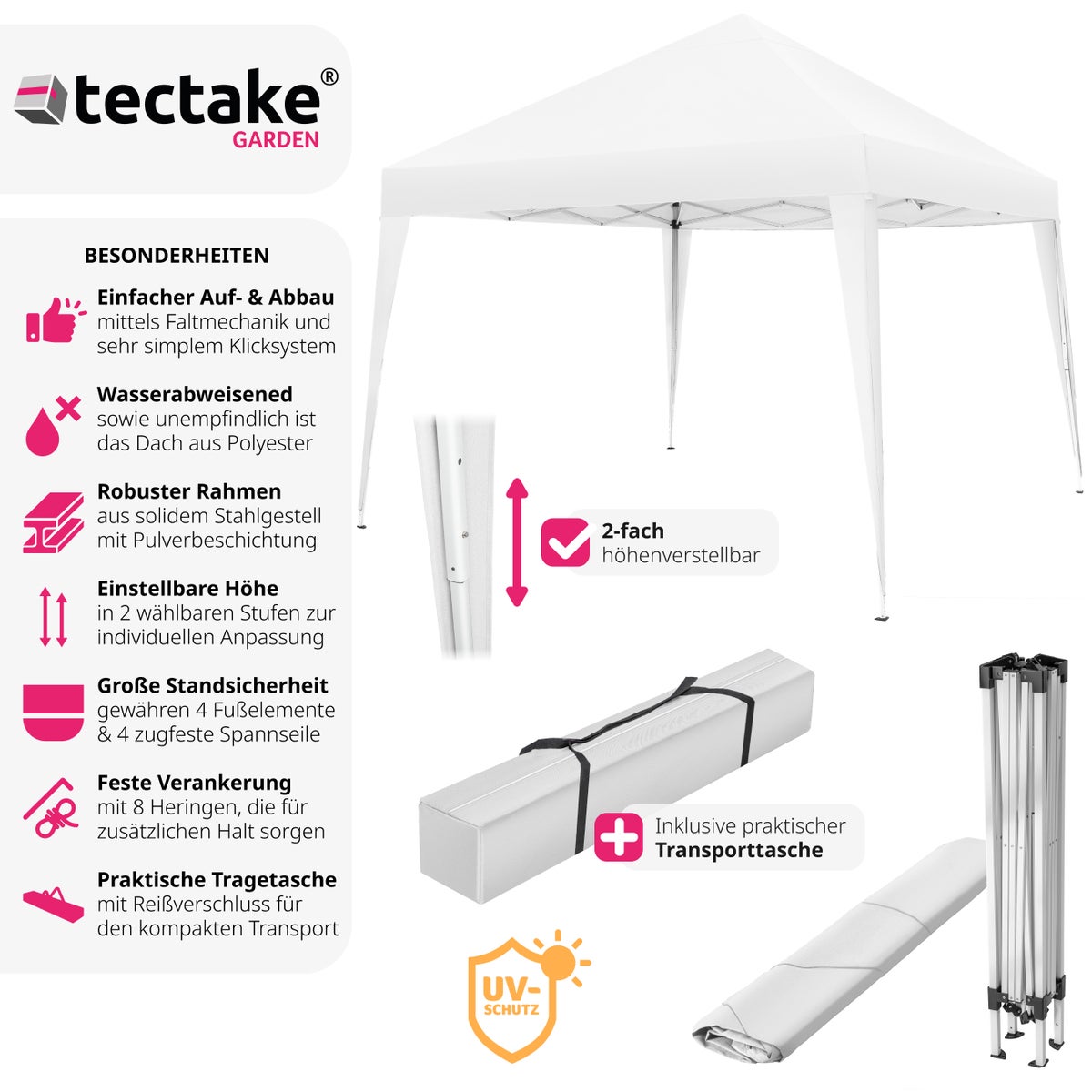 tectake Linosa 3 x 3 m paviljoen inclusief scheerlijnen, haringen en draagtas
