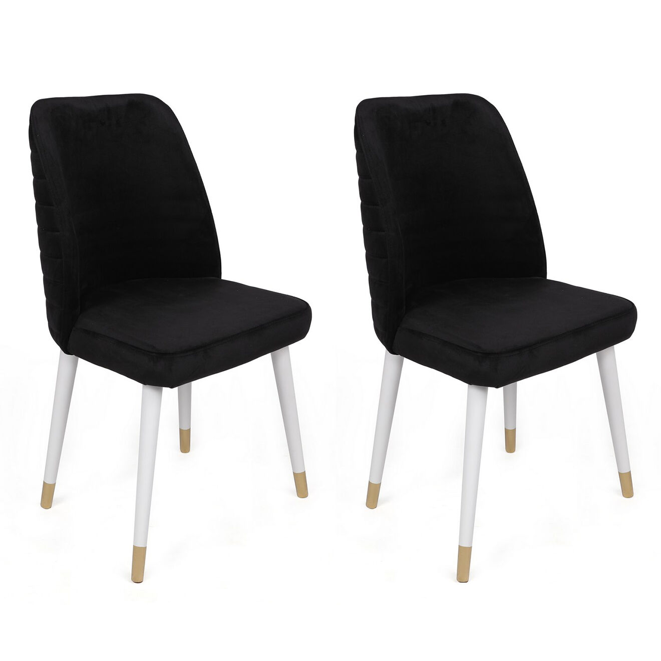 Homitis 2 Chaises Hugo noir/blanc/doré - 50x90x49 cm