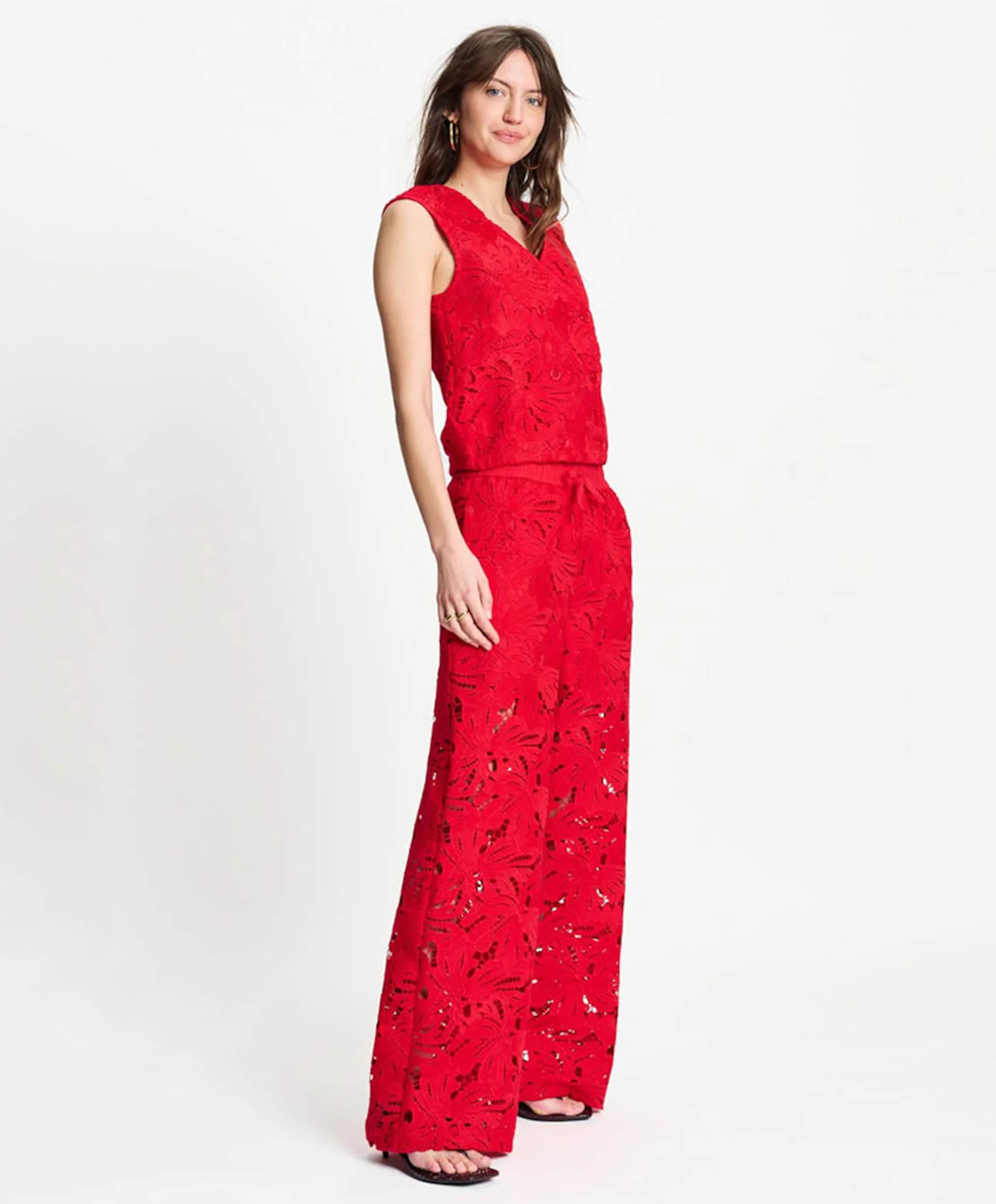Pom Amsterdam Lace Bloom dames broek rood