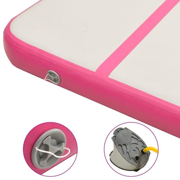 vidaXL Oppblåsbar gymnastikkmatte med pumpe 500x100x15 cm PVC rosa