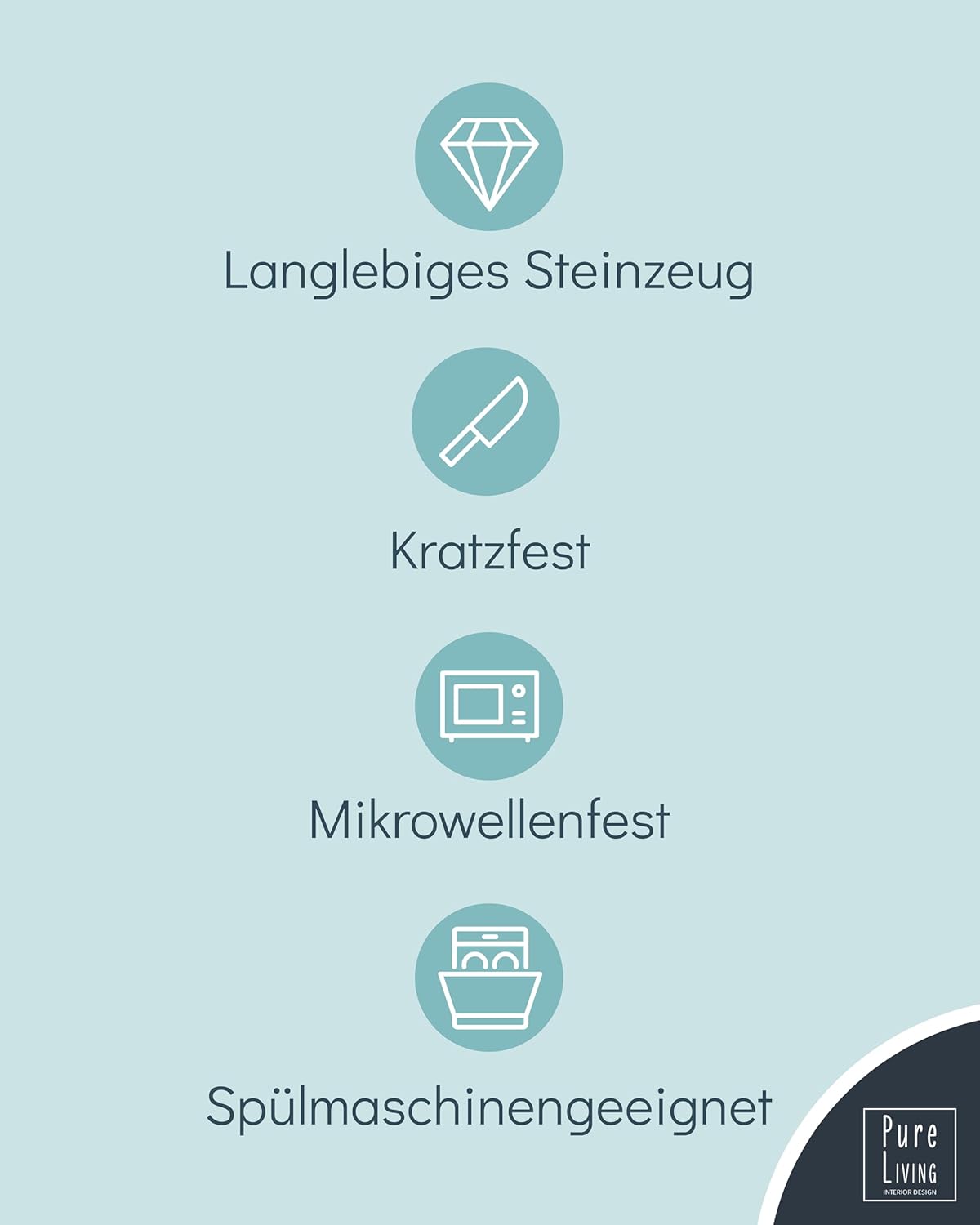 Steingut Geschirrset 12 Personen Ibiza 36 tlg. TESTSIEGER, Traumhaftes Mediterranes Steingut Geschirr Set, Schüssel- und Teller Set, Tafelservice 12 Personen, Geschirrsets Pure Living in Rauchblau