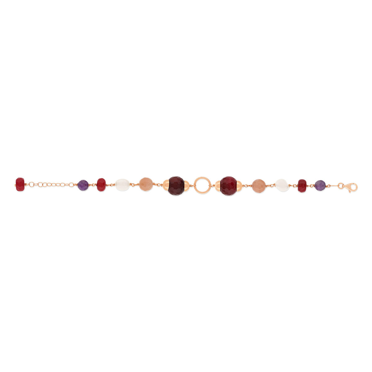 Bracelet argent 925 rose pierres ornementales 20 à 23 cm
