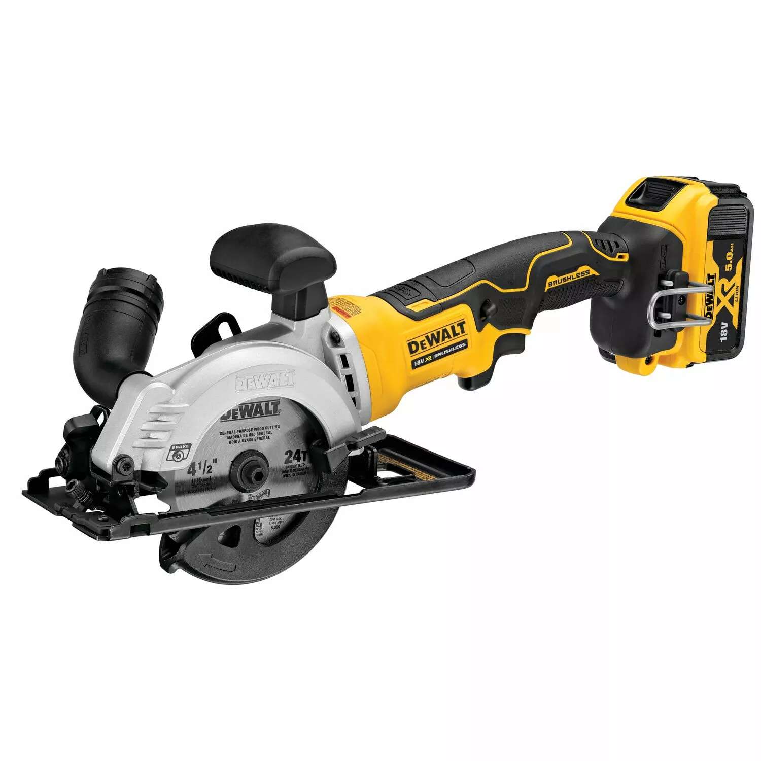 DeWALT DCS571P2-QW 18V Li-ion Accu Cirkelzaag set (2x 5.0Ah) in TSTAK koffer - 115 mm - koolborstelloos