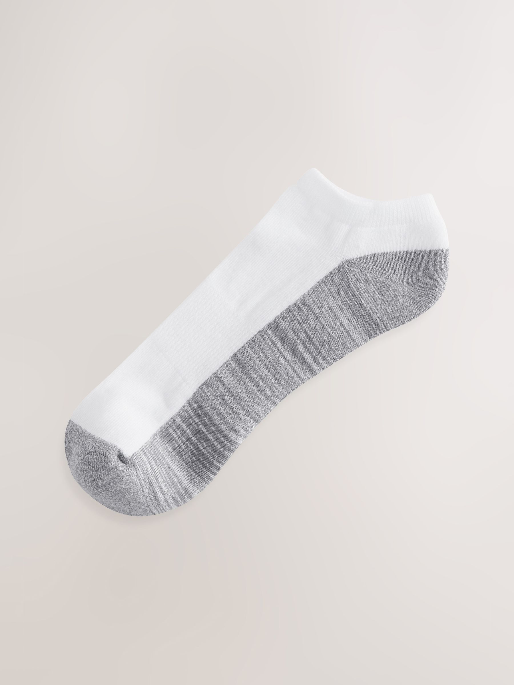 Wit/Grijs - Verpakking van 10 - Verzachte sneakersokken