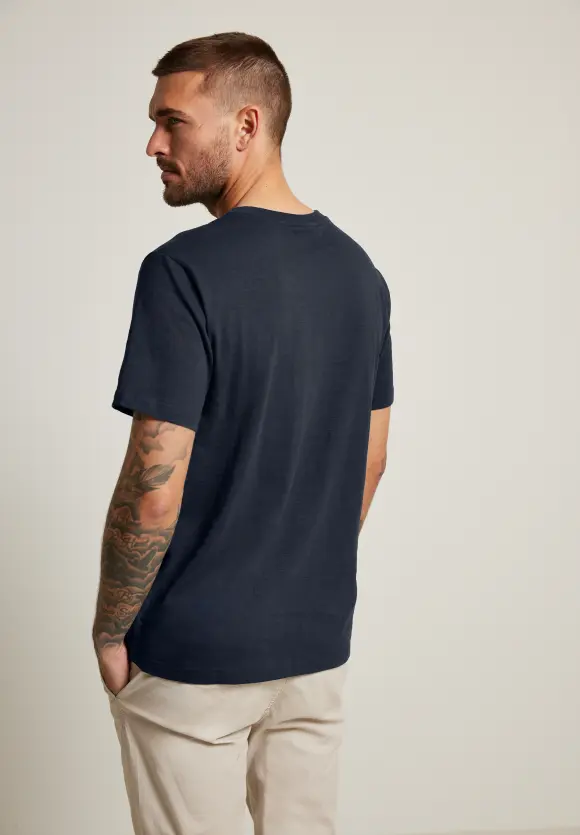 Slub T-Shirt mit Frontprint - night blue