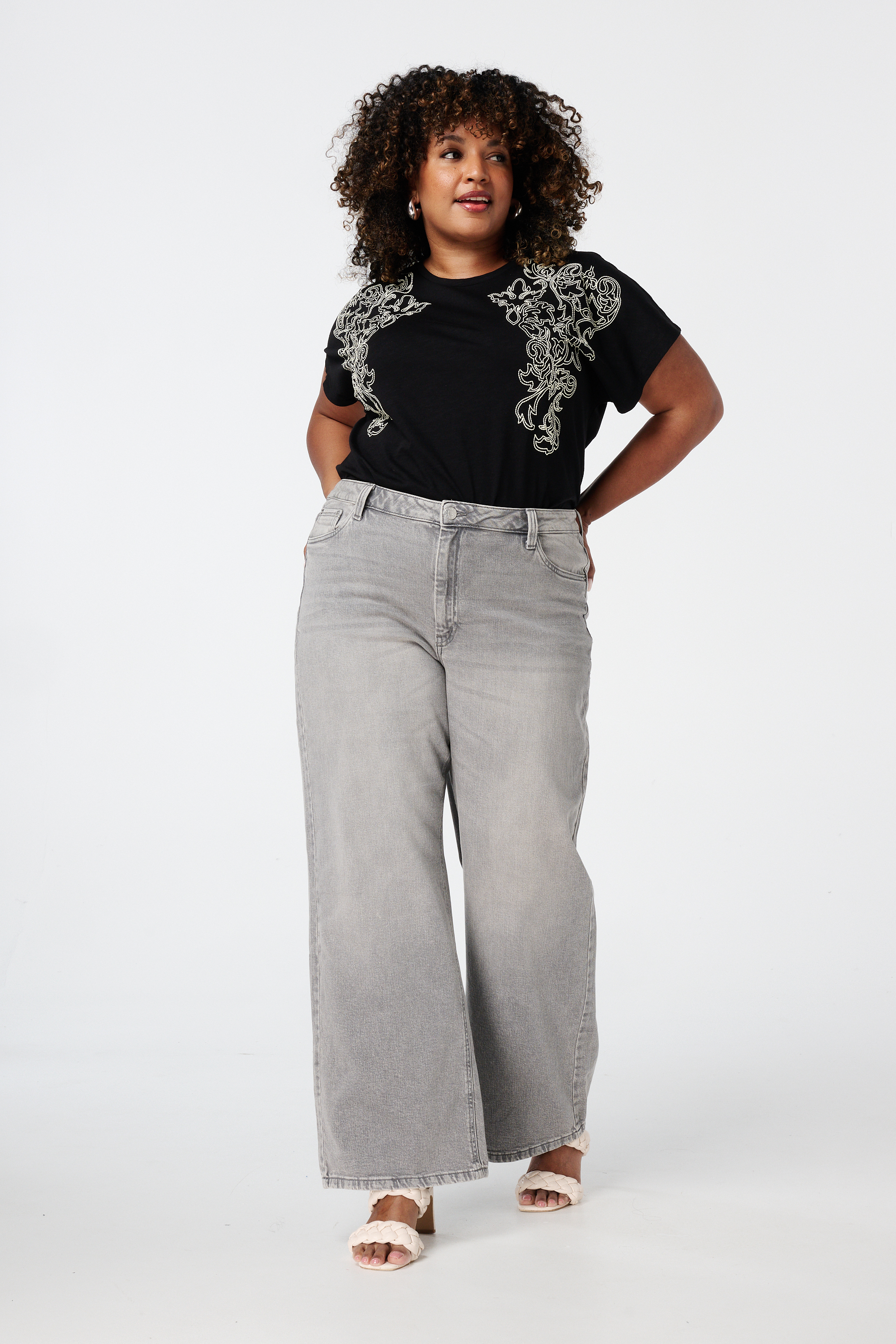 T-shirt met details Zwart