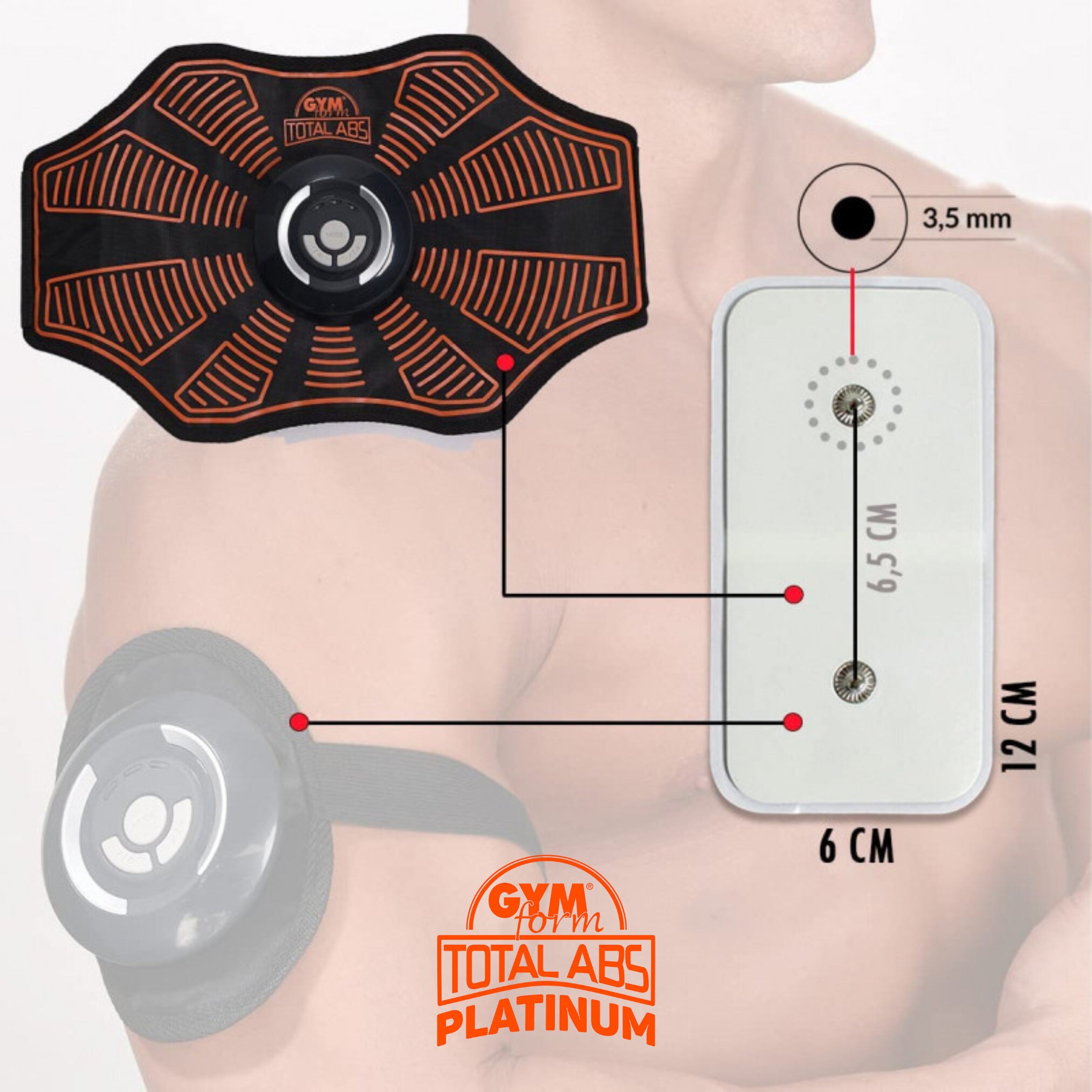 Gymform® Ersatzpads - Pads für EMS Bauchmuskeltrainer, Gürtel Total Abs Platinum