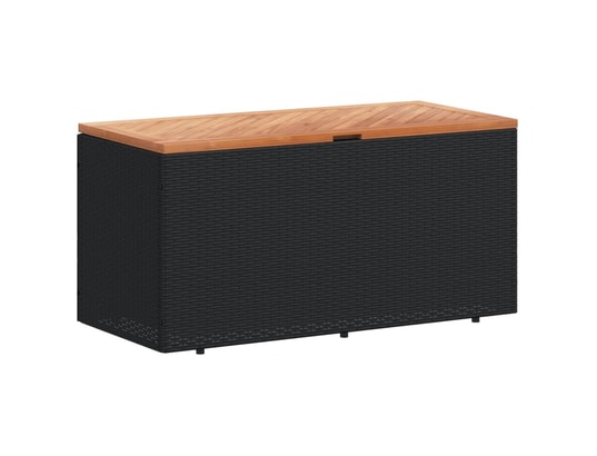 VIDAXL - Coffre Boîte de rangement de jardin noir résine tressée bois d'acac...