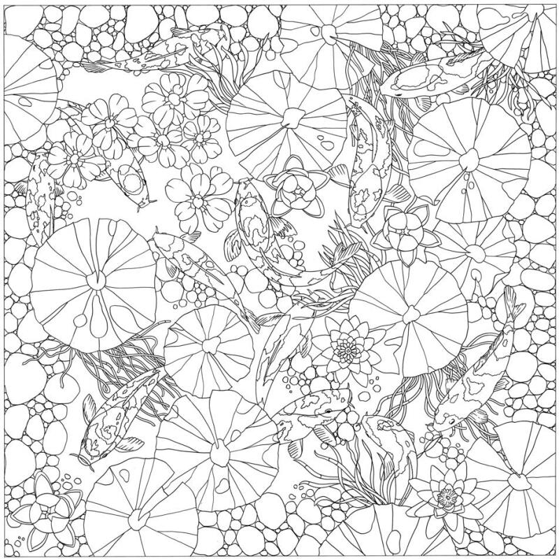 Carré 100% soie - 90x90cm Bassin Japonais - Blanc