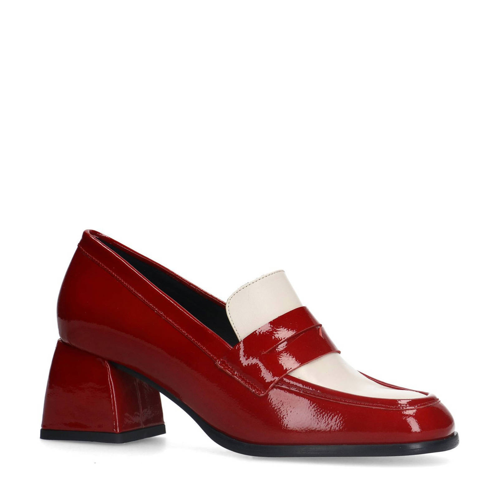Manfield lakleren pumps rood/wit