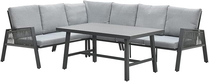 Garden Impressions GI 80410FG Andrea Lounge Dining Set Links Carbon Black/Rope Dark Grey/Light Grey