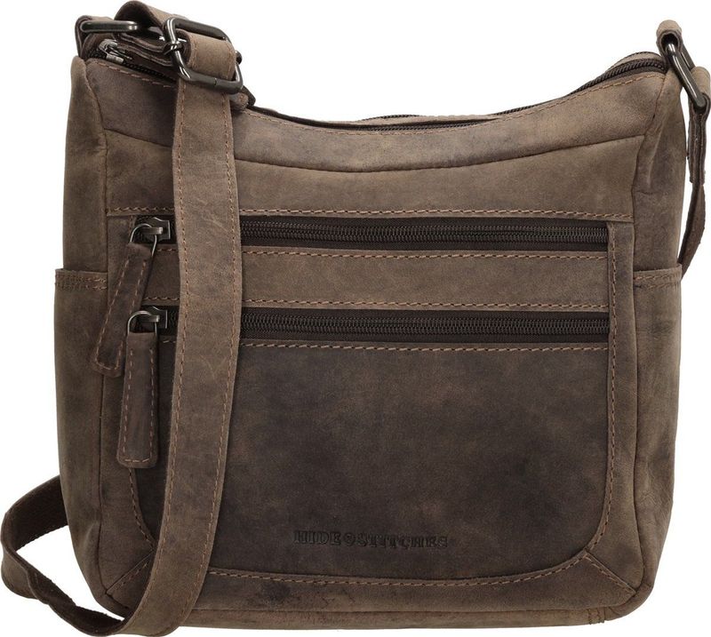 Hide & Stitches - Idaho - Schoudertas - Zwart - Hunter Leer