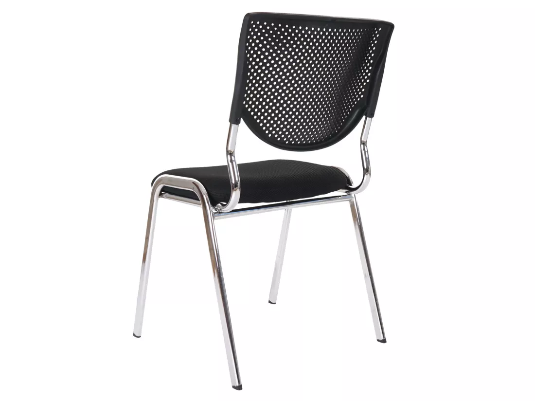 Chaise visiteur H401 Empilable (lot de 2), siège noir, pieds chromés
