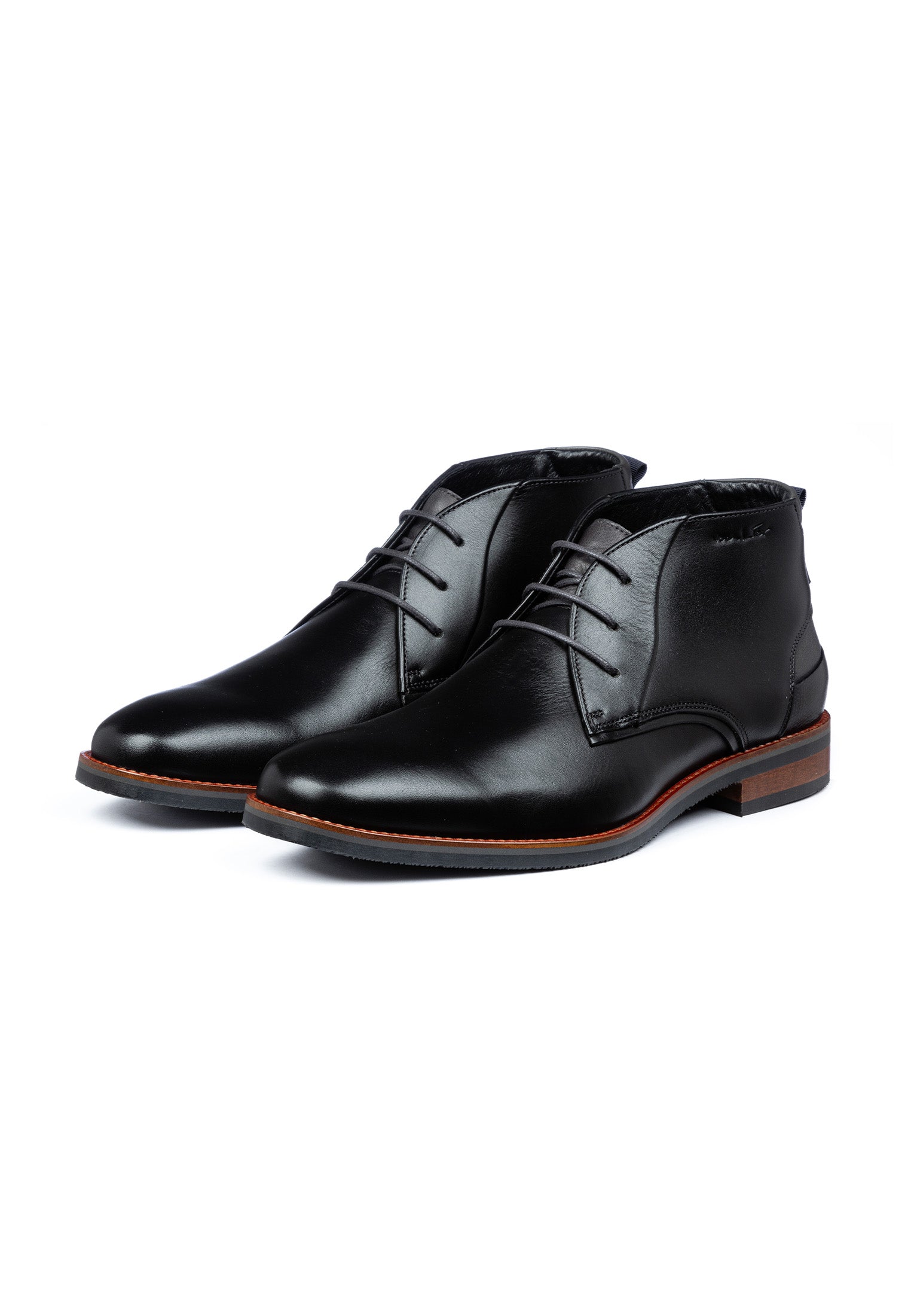 Zwart gladleren Amalfi halfhoge veterschoen