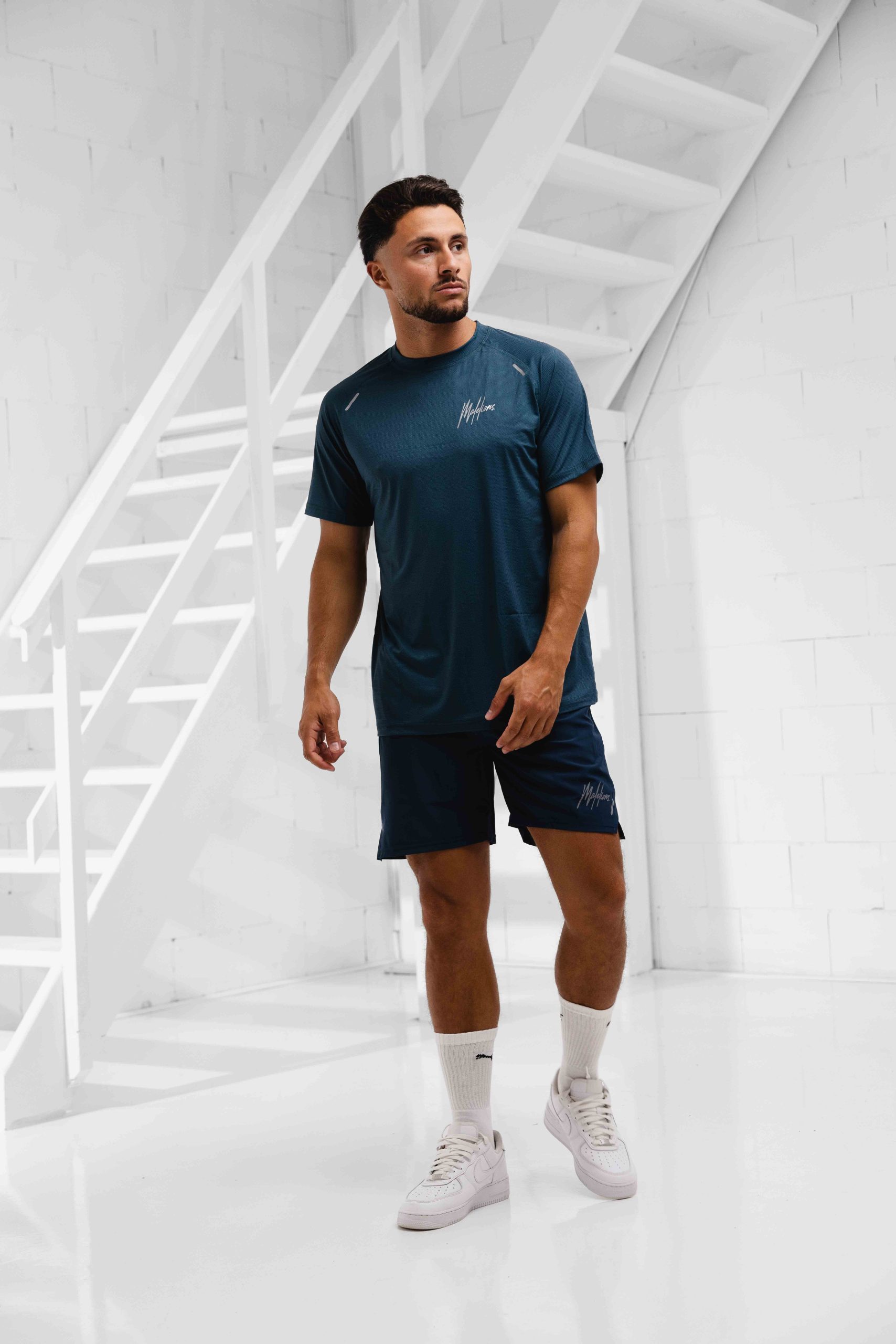 Malelions Padel Hexagon Shorts Heren Donkerblauw