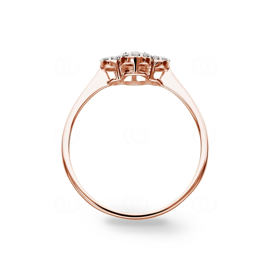 Ring 750/18 K Roségold Kleeblatt mit Diamanten 0.17 ct H/si