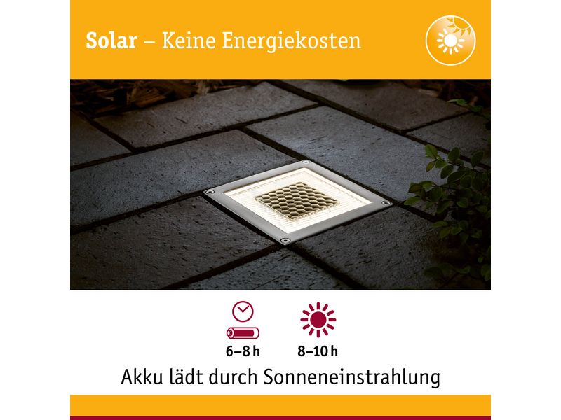Paulmann Wegeleuchte LED Solar Cube, 0.24W, 2700K, Edelstah LED Bodeneinbauleuchte