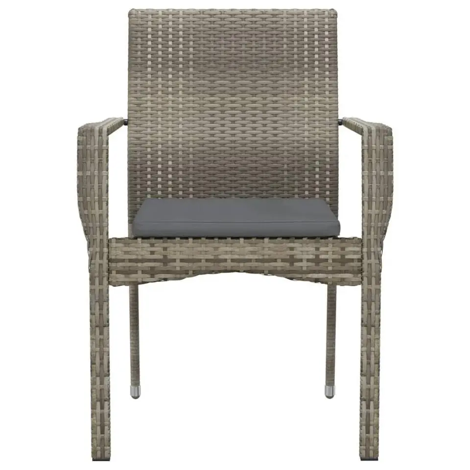 vidaXL - Tuinstoelen met kussens - Grijs - Poly rattan - 4 stuks