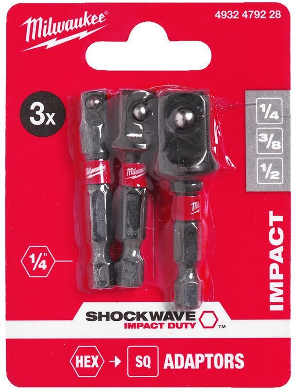 Milwaukee - 4932479228 - Adapter Set - Hex Impact - 3 Stuks