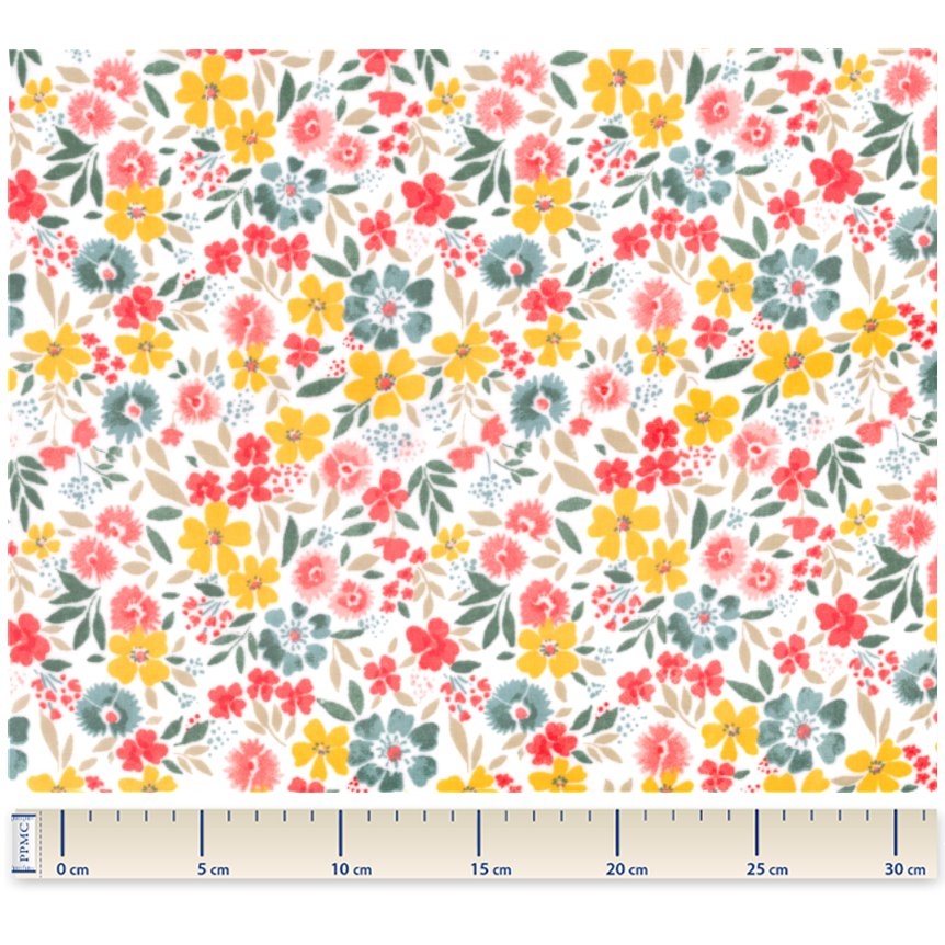 Tissu Enduit Au Mètre Ex2512 Pensées Aquarelle Multicolore