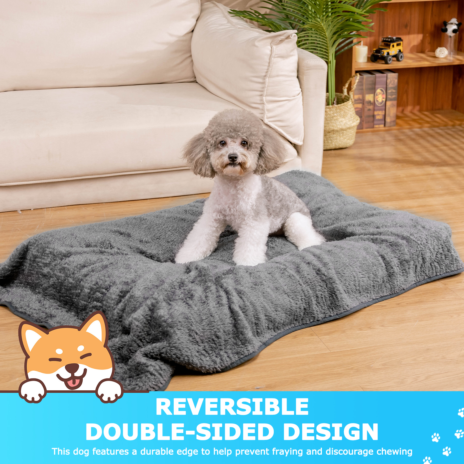 Conjunto de 2 Cobertores de Pelúcia Macia Nobleza para Cães e Gatos, Cobertor Grosso e Aprimorado para Cães, Cobertores Fofos para Cães e Outros Animais de Estimação, Cobertor Lavável para Cães, Cinza Escuro e Cinza Claro, 100x80 cm