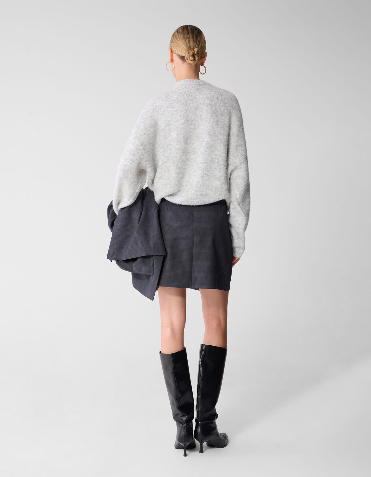 Ruiten Mini Rok Donkergrijs