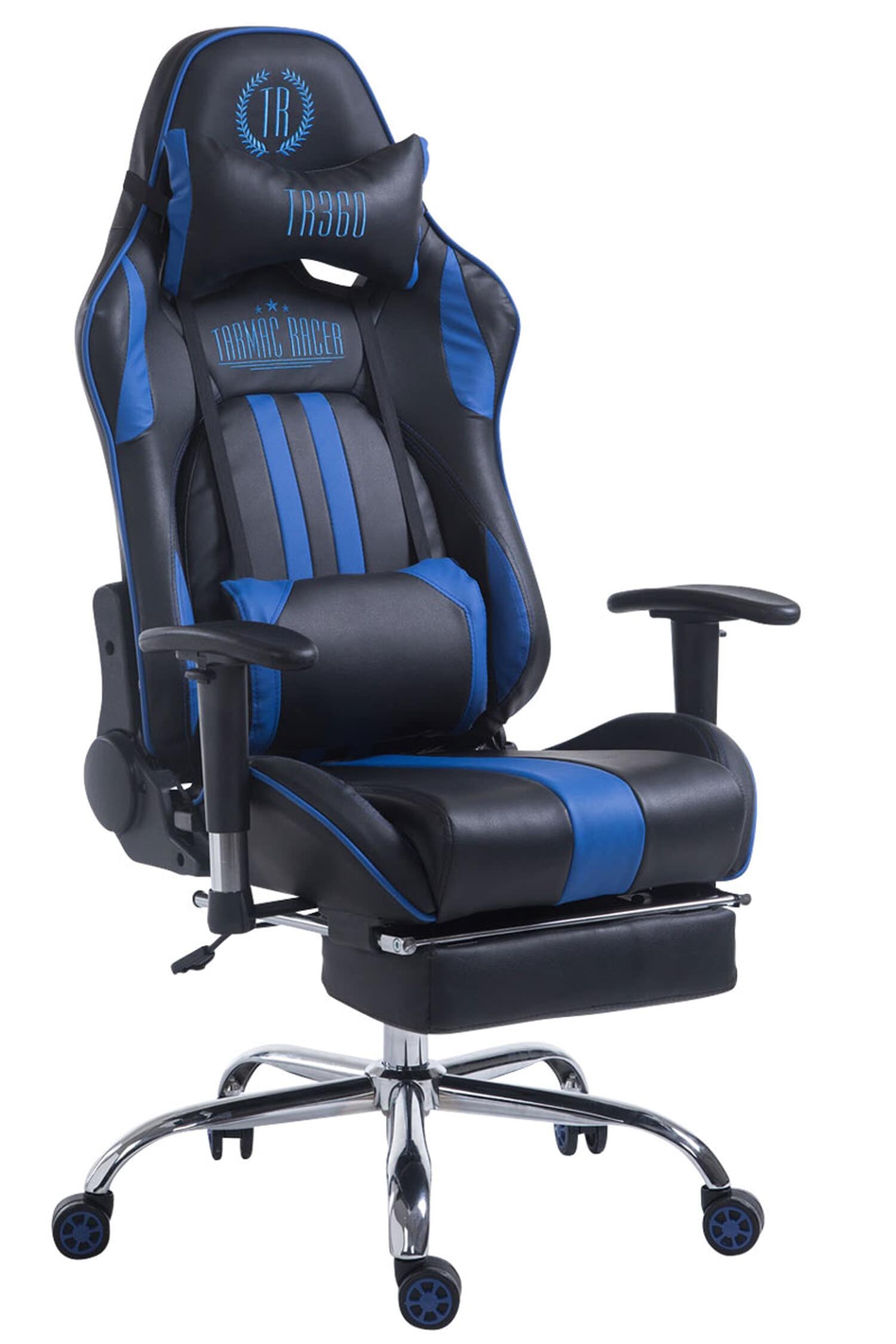 TPFLiving Racing Bürostuhl Limitless mit FußablageSchwarz/Blau