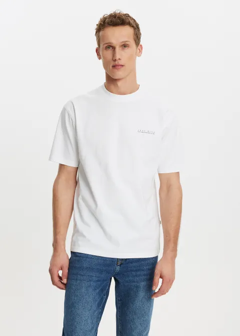 T-shirt met print stripes wit (WIT)