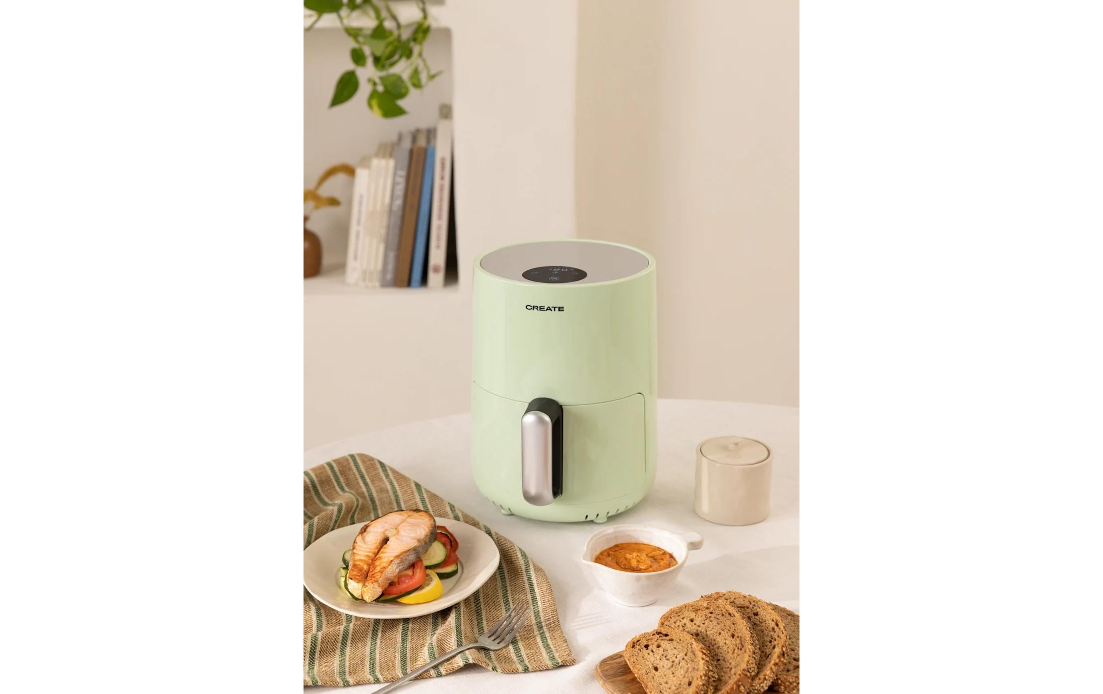 Fritteuse Air Fryer Pastelgrün 1.5 lKompakter Air Fryer für fettarmes Frittieren und Backen