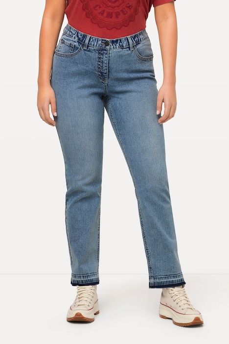 Jeans Mandy, Fransensaum, weites Bein, Stretch