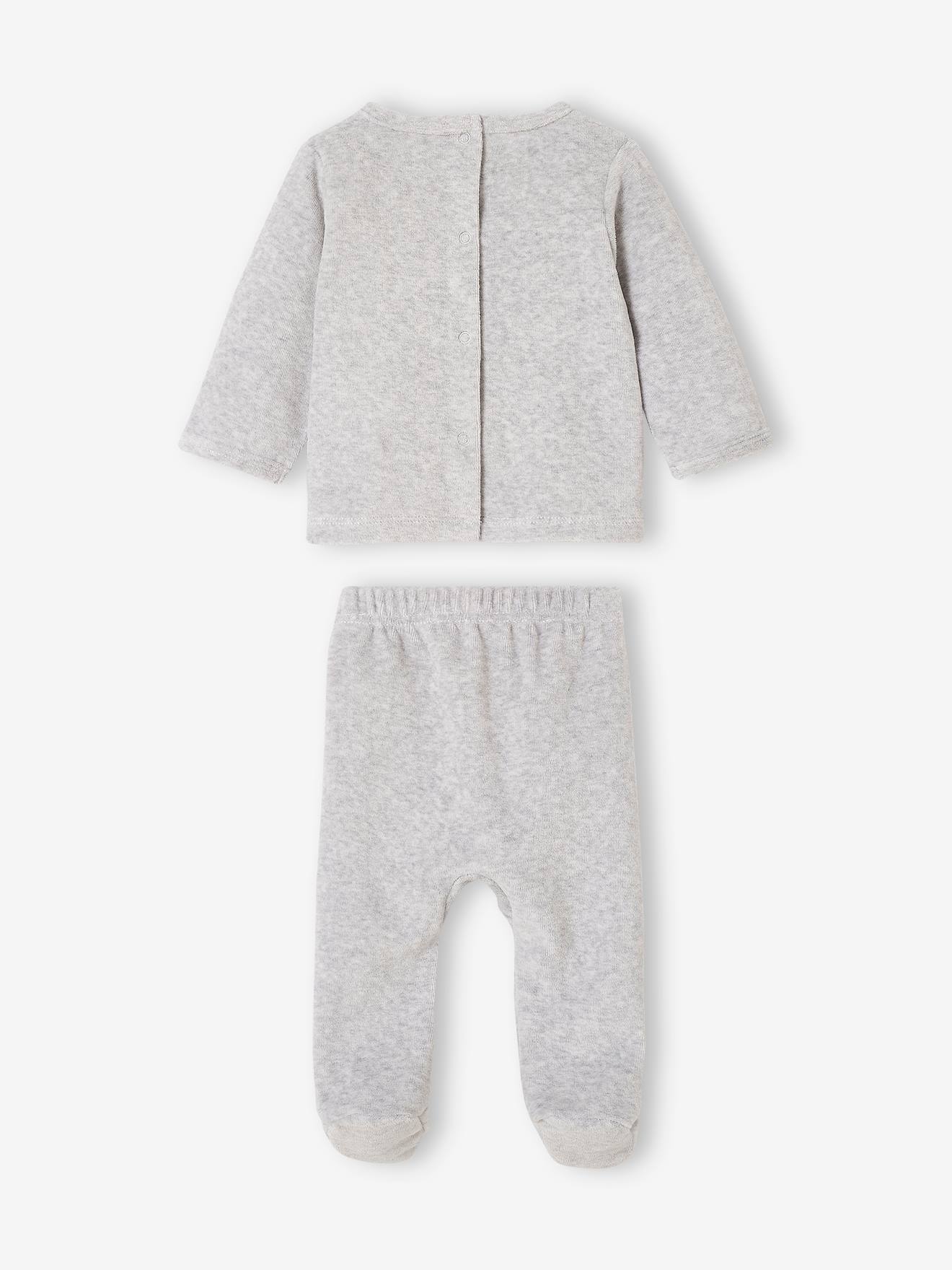 Conjunto de 2 pijamas de veludo com planetas fluorescentes, para bebê menino, azul escuro, bicolor/multicolorido