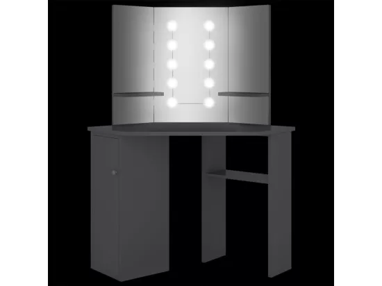 Coiffeuse d'angle avec LED Gris 111x54x141,5