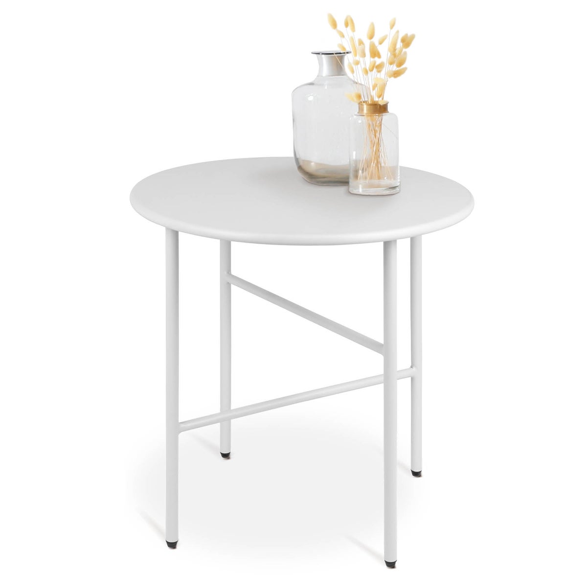 Beautissu Finn bijzettafel Ø 44x46cm wit metaal