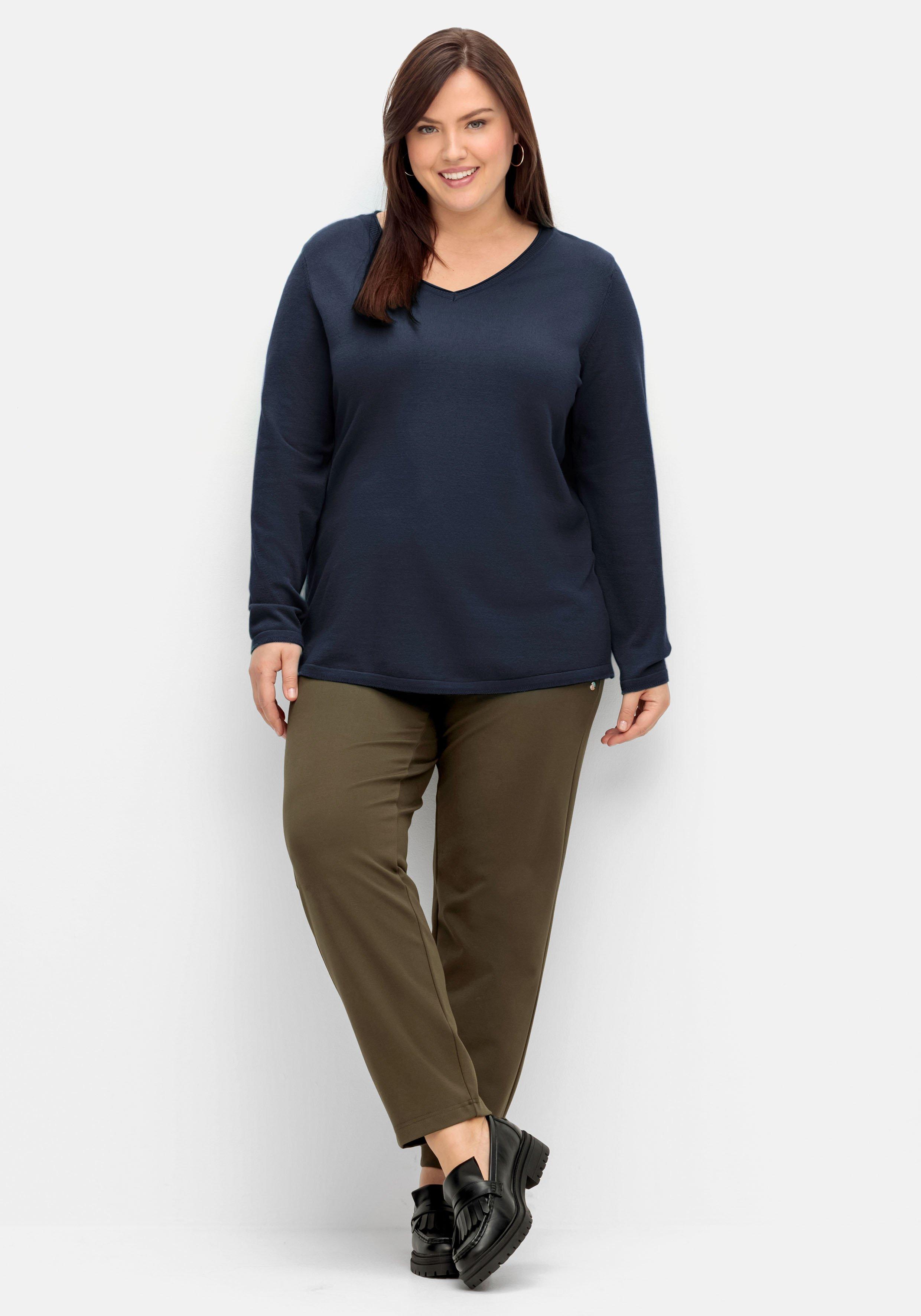 Flauschiger Pullover mit V-Ausschnitt
