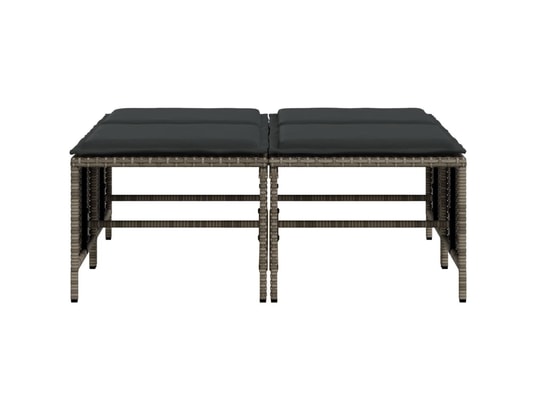 VIDAXL - Pouf Tabourets de jardin avec coussins lot de 4 gris résine tress...